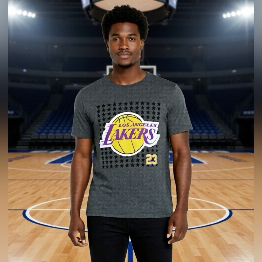 NWT Los Angeles Lakers Graphic T Shirt NBA Basketball Tee Gray